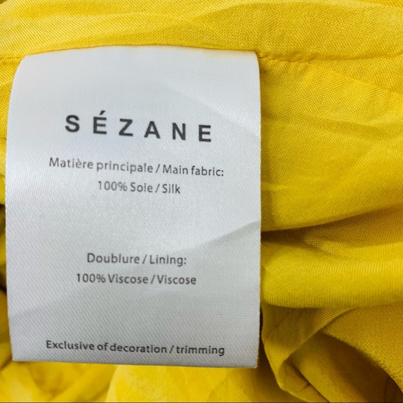 SEZANE Mustard Yellow Silk Tassel Swing Dress - Picture 10 of 12